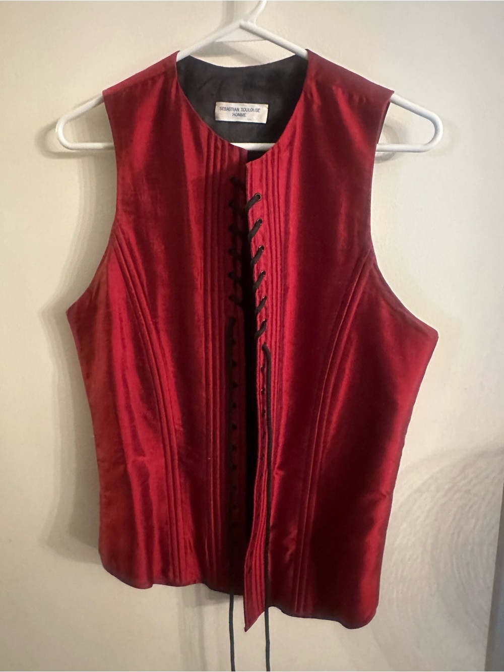 Scarlett Burgundy Satin Lace-Up Camisole
